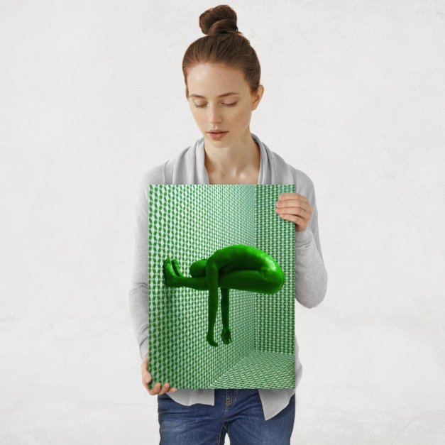 Plakat metalowy zielona abstrakcja M
