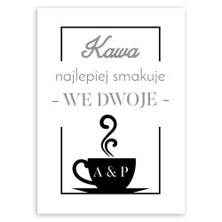 Plakat metalowy rozmiar L z nadrukiem dla kawosza pary na ślub rocznicę parapetówkę