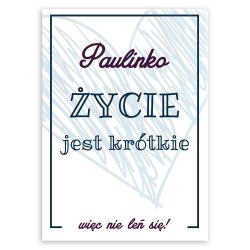 Plakat metalowy rozmiar L z nadrukiem dla niej lenia