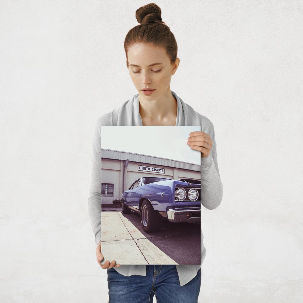 Plakat metalowy niebieski Muscle car M