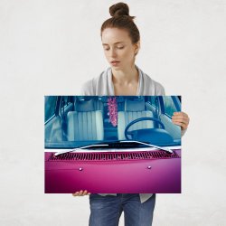 Plakat metalowy wakacyjny samochód L