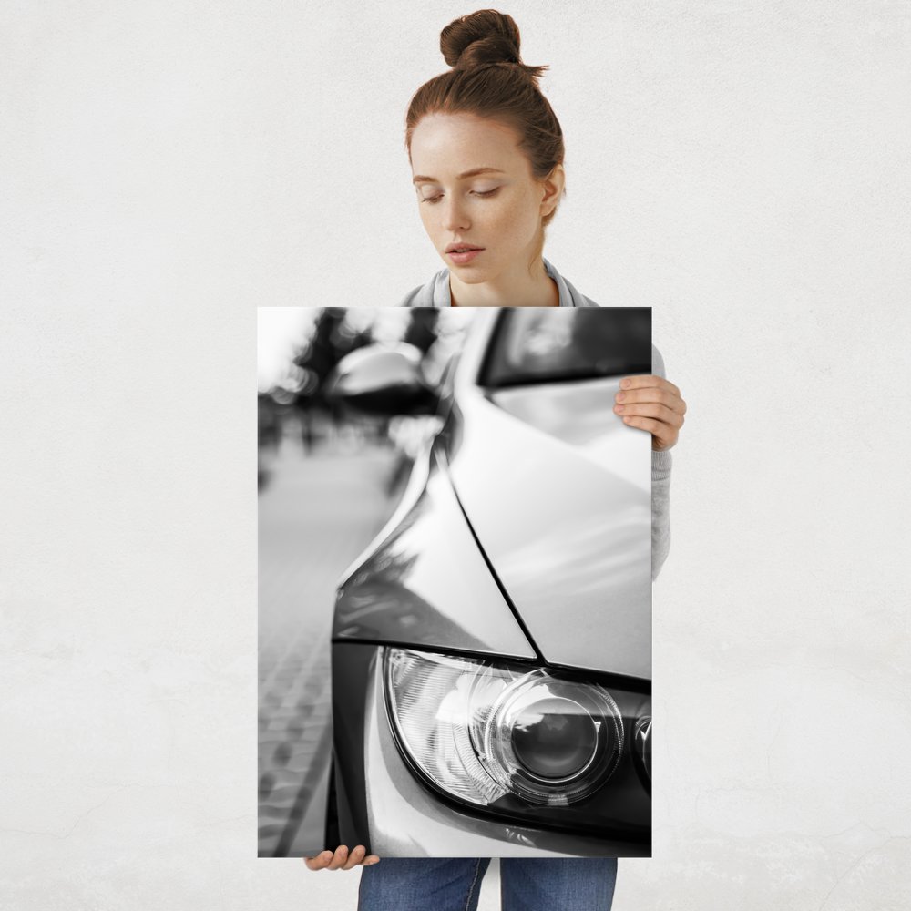 Plakat metalowy czarno-białe BMW L