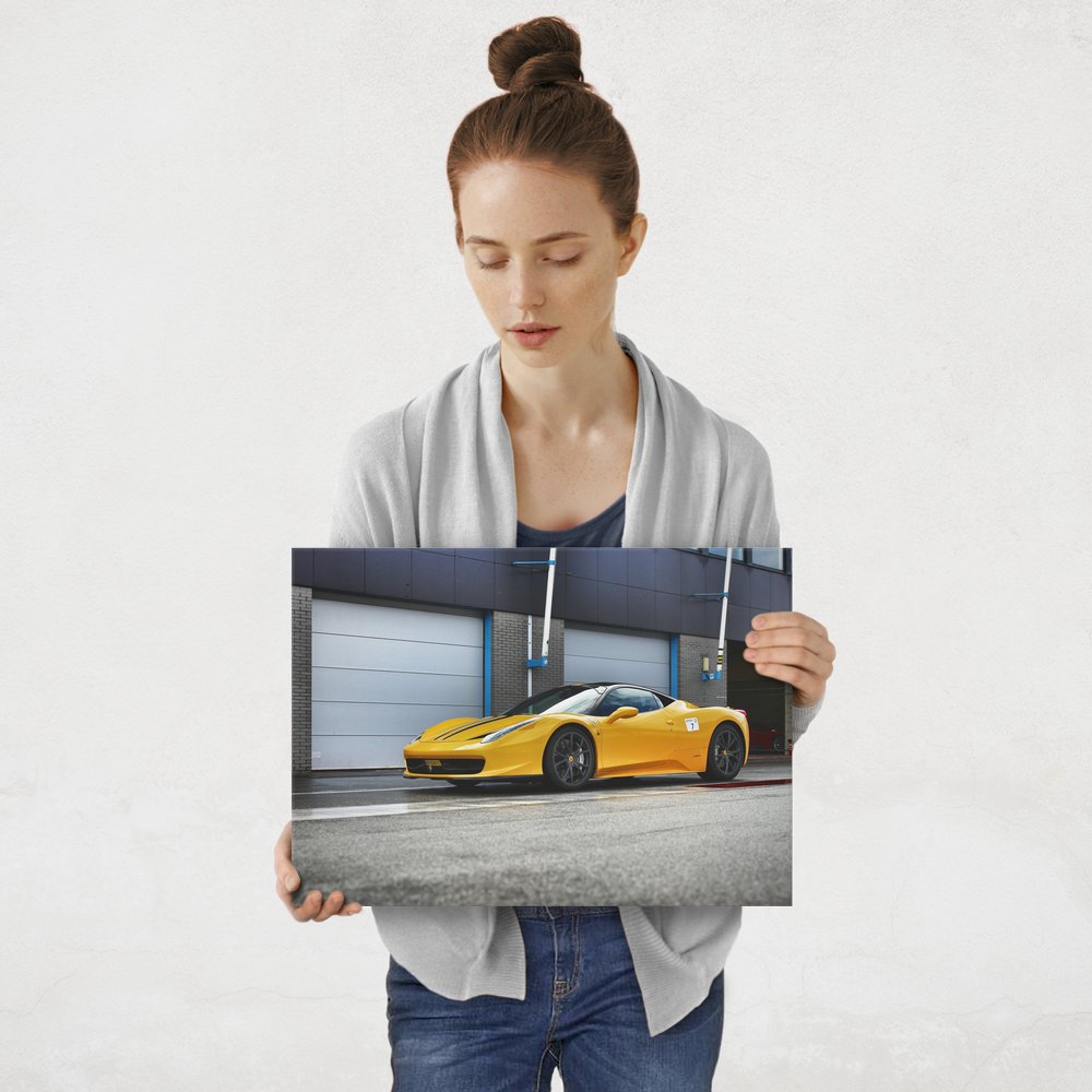 Plakat metalowy żółte Ferrari M