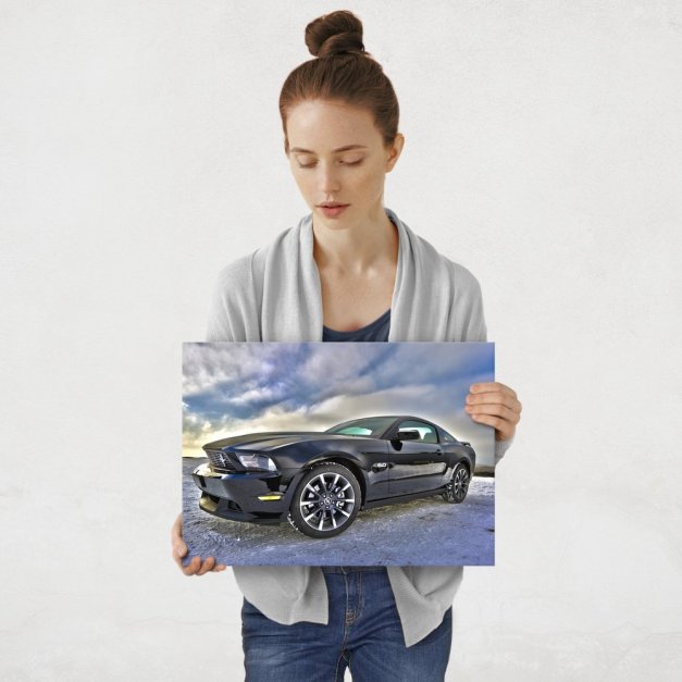 Plakat metalowy czarny Mustang M