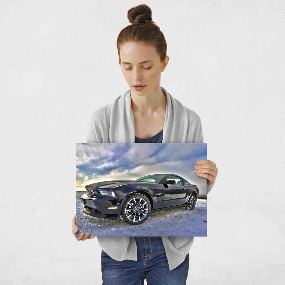 Plakat metalowy czarny Mustang M