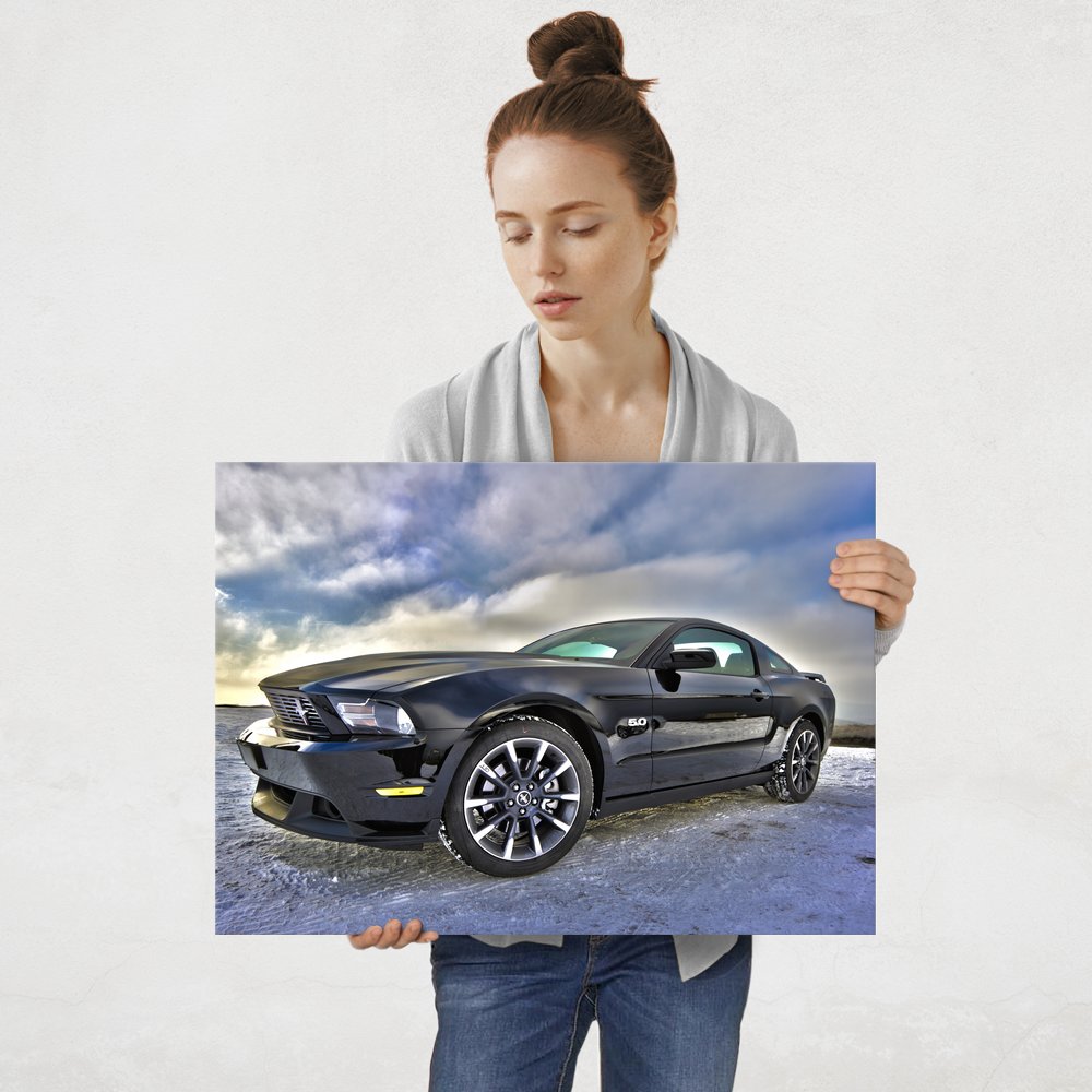Plakat metalowy czarny Mustang L