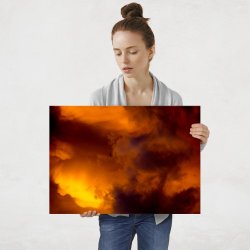 Plakat metalowy samolot w oddali L