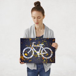 Plakat metalowy droga rowerowa jesienią M