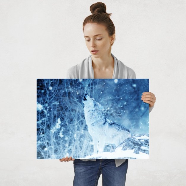 Plakat metalowy wycie wilka L