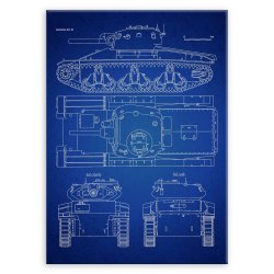 Plakat metalowy granatowy projekt czołgu Sentinel AC III M