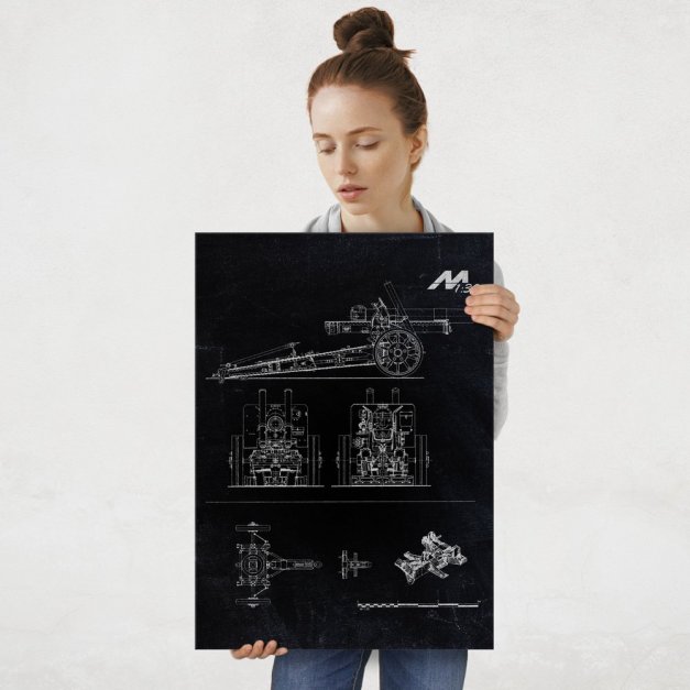 Plakat metalowy czarny projekt działa L