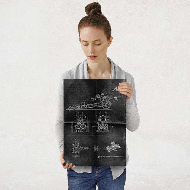 Plakat metalowy projekt działa na czarnym papierze M