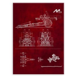 Plakat metalowy czerwony projekt działa M
