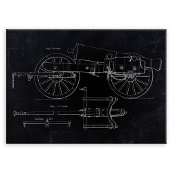 Plakat metalowy czarny projekt armaty M