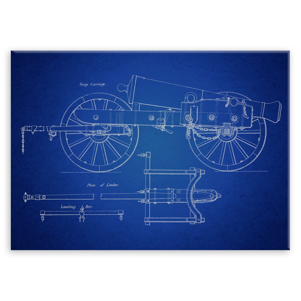 Plakat metalowy granatowy projekt armaty L