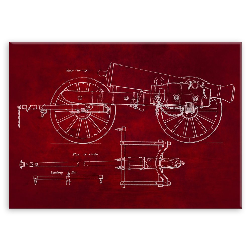 Plakat metalowy czerwony projekt armaty L