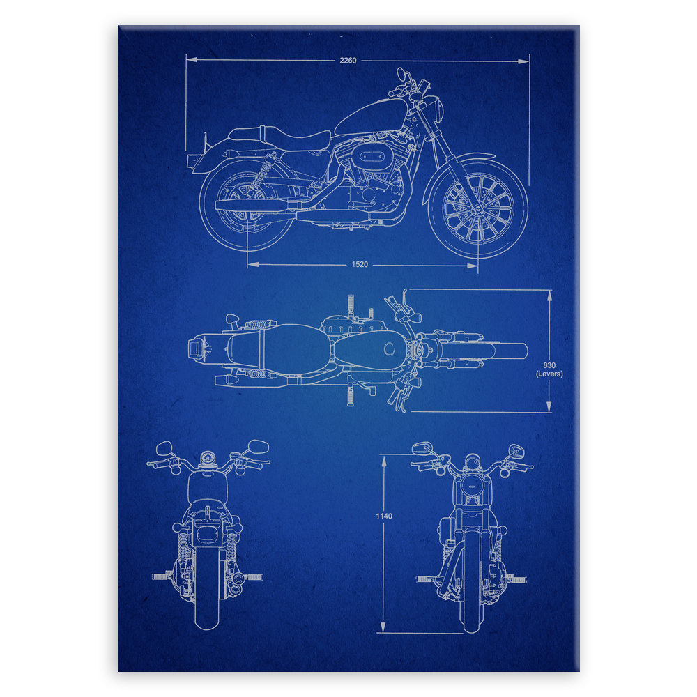 Plakat metalowy granatowy projekt motoru szosowego M