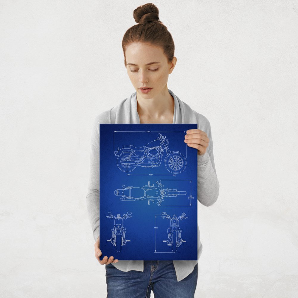 Plakat metalowy granatowy projekt motoru szosowego M