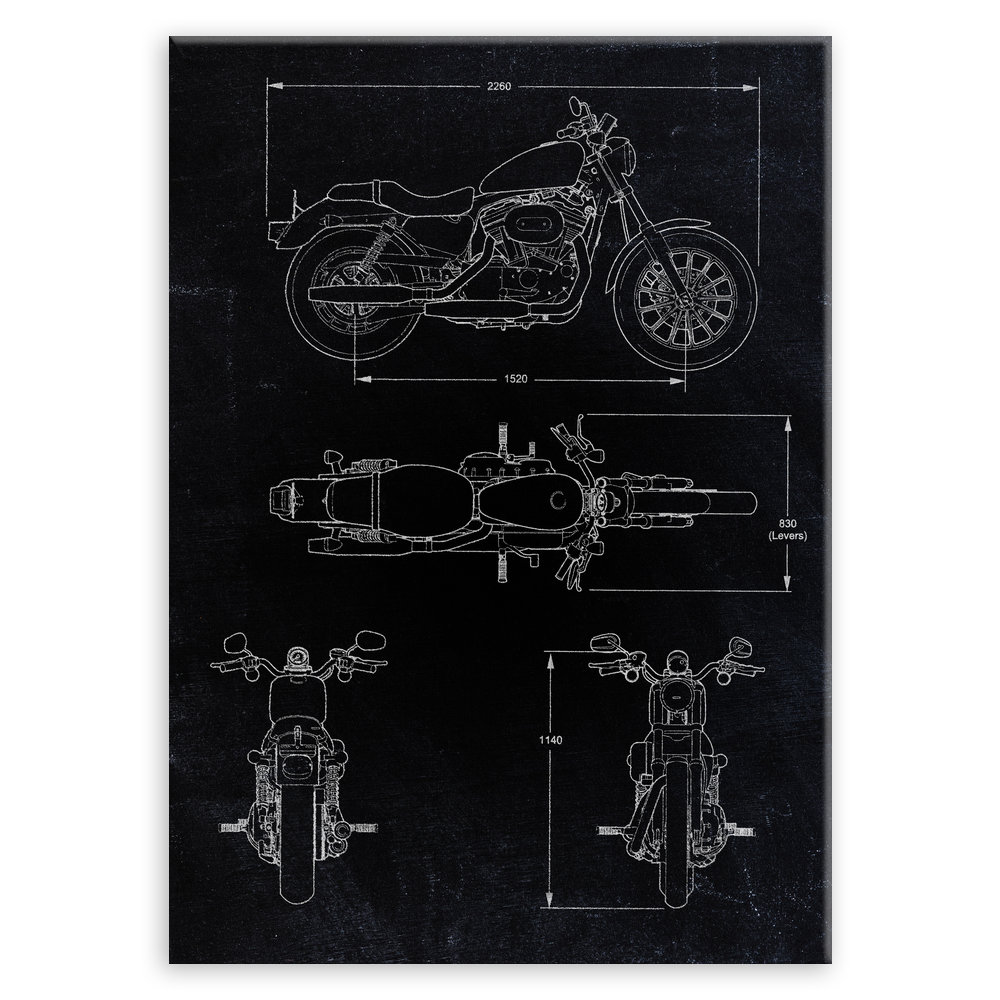 Plakat metalowy czarny projekt motoru szosowego M