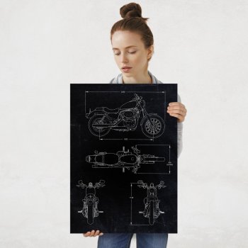 Plakat metalowy czarny projekt motoru szosowego L
