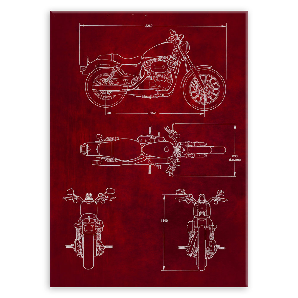 Plakat metalowy czerwony projekt motoru szosowego M