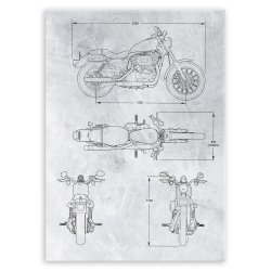 Plakat metalowy szary projekt motoru szosowego M