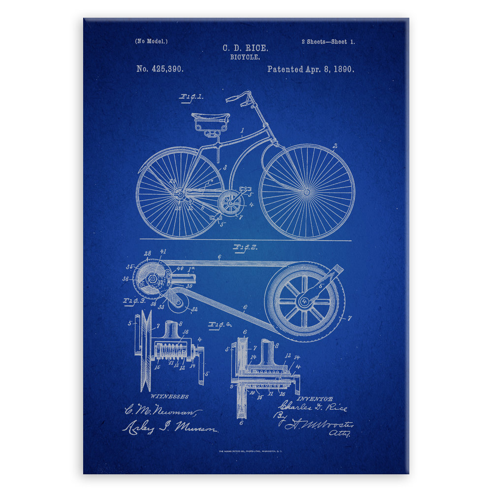 Plakat metalowy granatowy projekt patentu rowera M