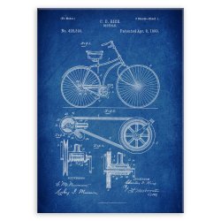 Plakat metalowy niebieski projekt patentu rowera L