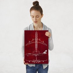 Plakat metalowy czerwony projekt samolotu Lufthansa M