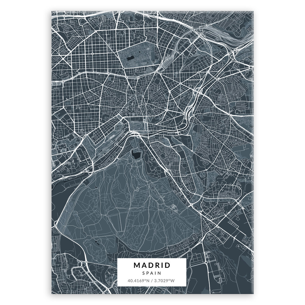 Plakat metalowy Mapa Navy Madrid L