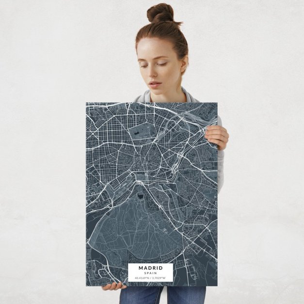 Plakat metalowy Mapa Navy Madrid L
