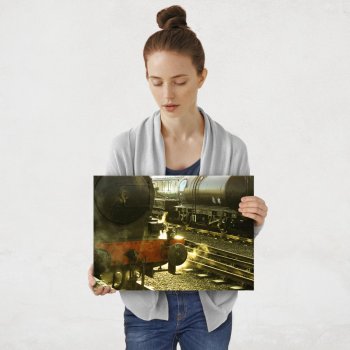 Plakat metalowy silnik starej lokomotywy M