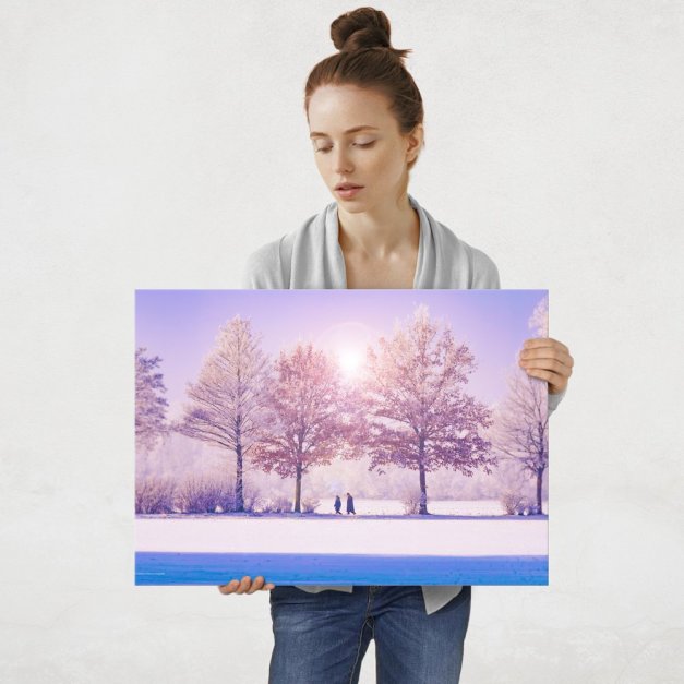 Plakat metalowy natura zimą L