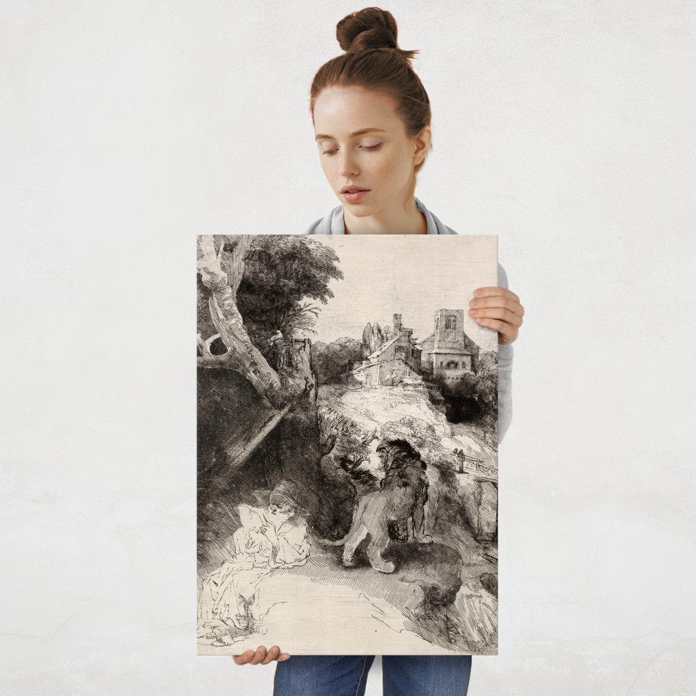 Plakat metalowy Rembrandt van Rijn Saint Jerome Reading in an Italian Landscape L