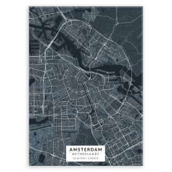 Plakat metalowy Mapa Navy  Amsterdam M