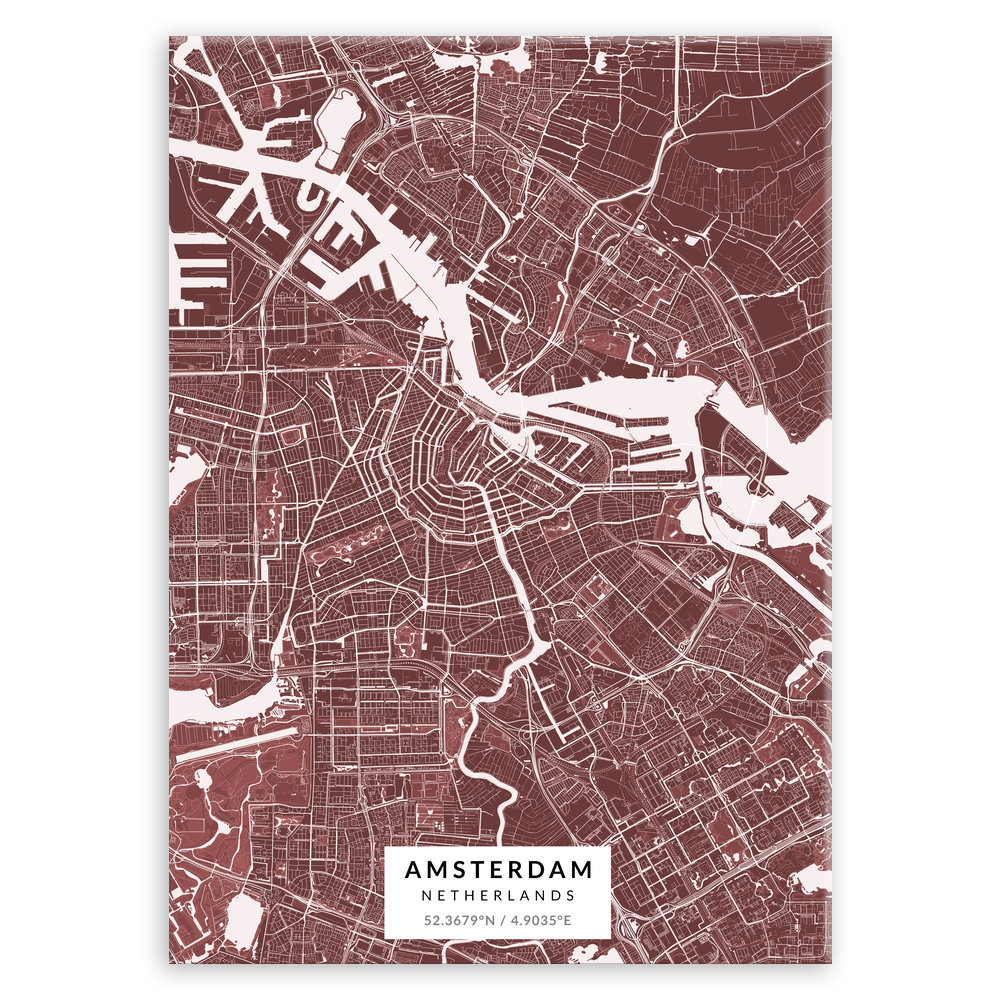 Plakat metalowy Mapa Burgund Amsterdam M