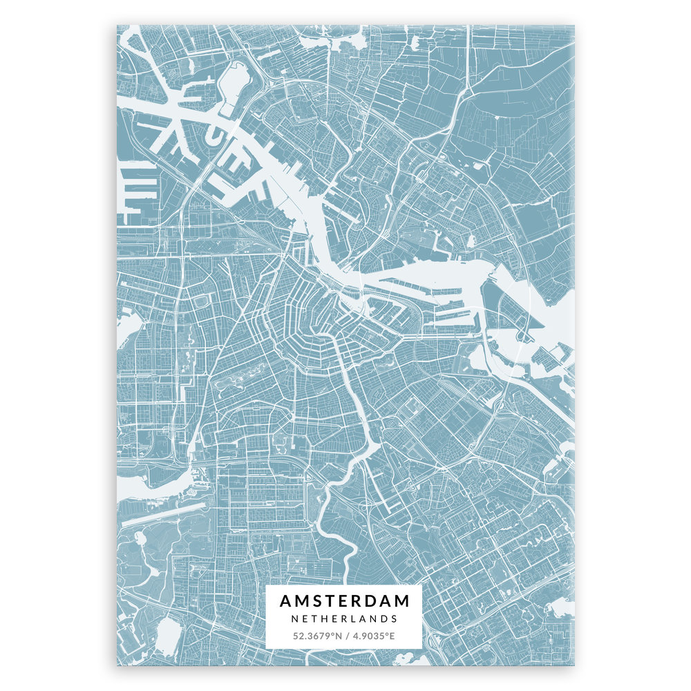 Plakat metalowy Mapa Lazur Amsterdam M