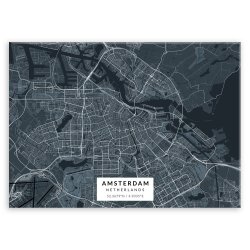 Plakat metalowy Mapa Navy Amsterdam M