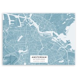 Plakat metalowy Mapa Lazur Amsterdam M