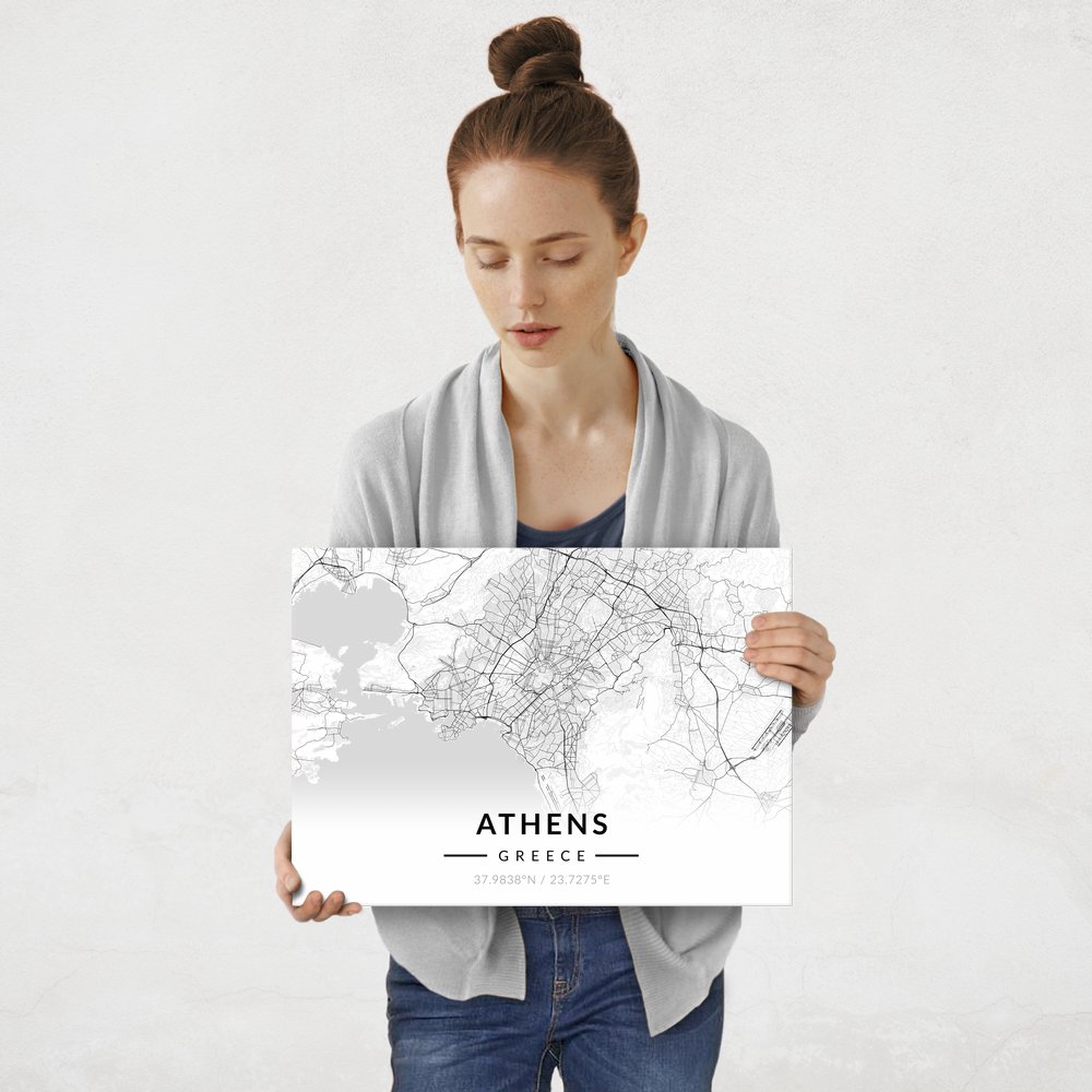 Plakat metalowy Mapa B&W Ateny M