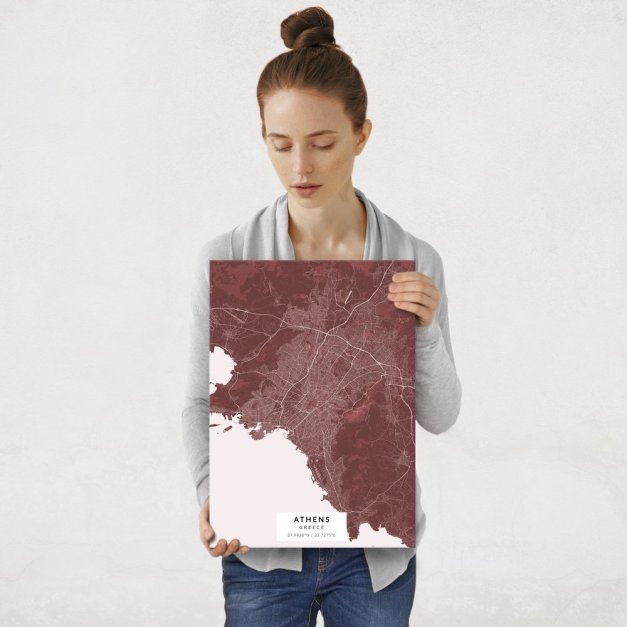 Plakat metalowy Mapa Burgund Ateny M