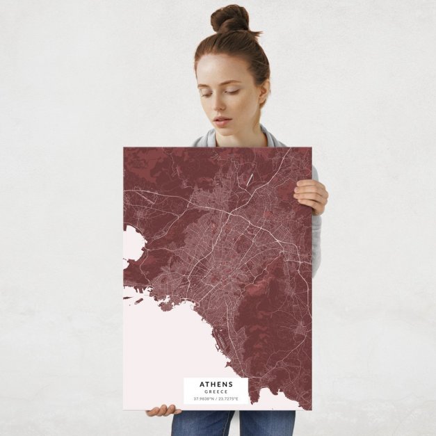 Plakat metalowy Mapa Burgund Ateny L
