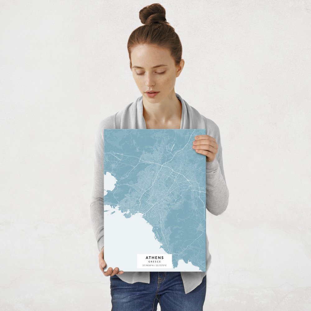 Plakat metalowy Mapa Lazur Ateny M