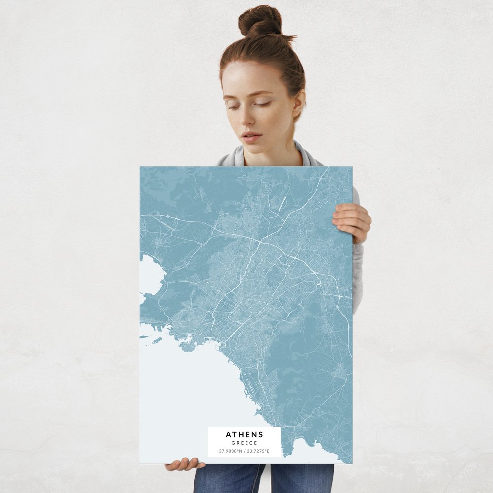 Plakat metalowy Mapa Lazur Ateny L