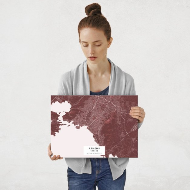 Plakat metalowy Mapa Burgund Ateny M