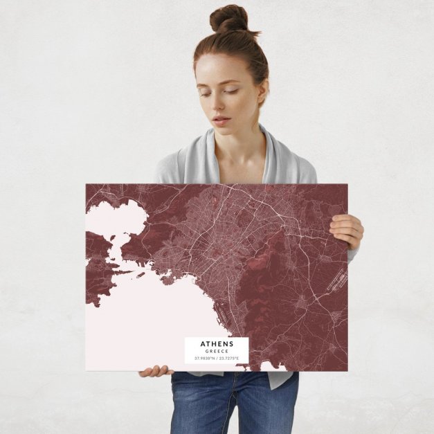 Plakat metalowy Mapa Burgund Ateny L
