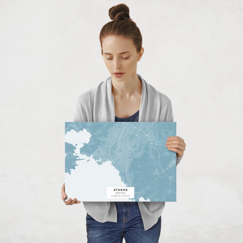 Plakat metalowy Mapa Lazur Ateny M