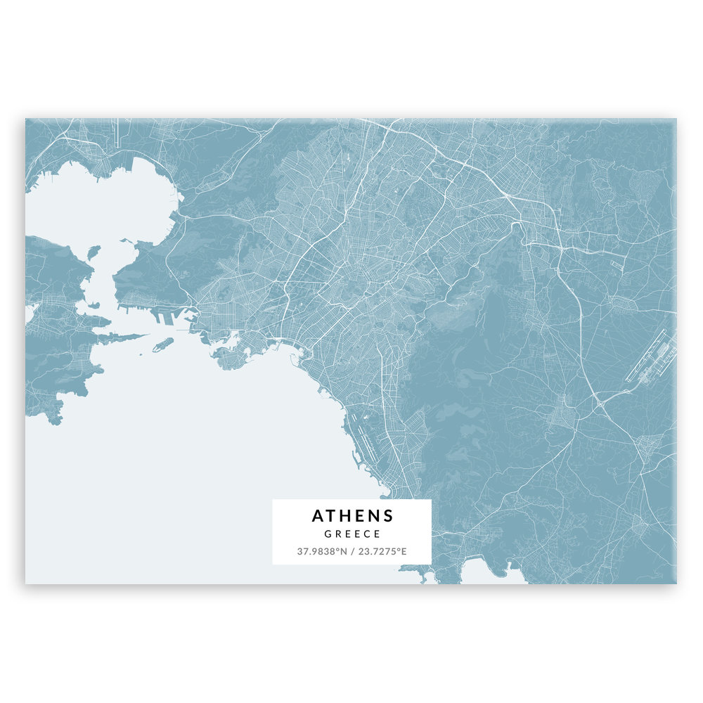 Plakat metalowy Mapa Lazur Ateny L