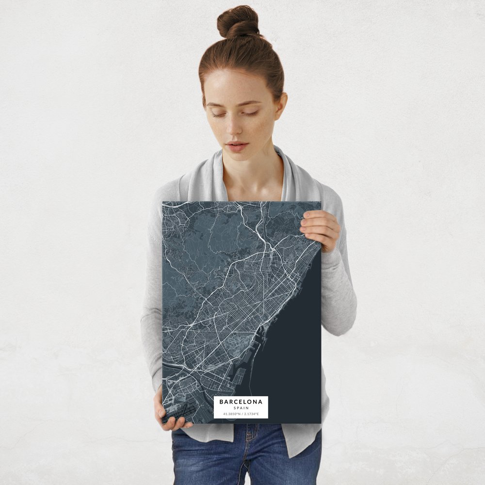 Plakat metalowy Mapa Navy Barcelona M