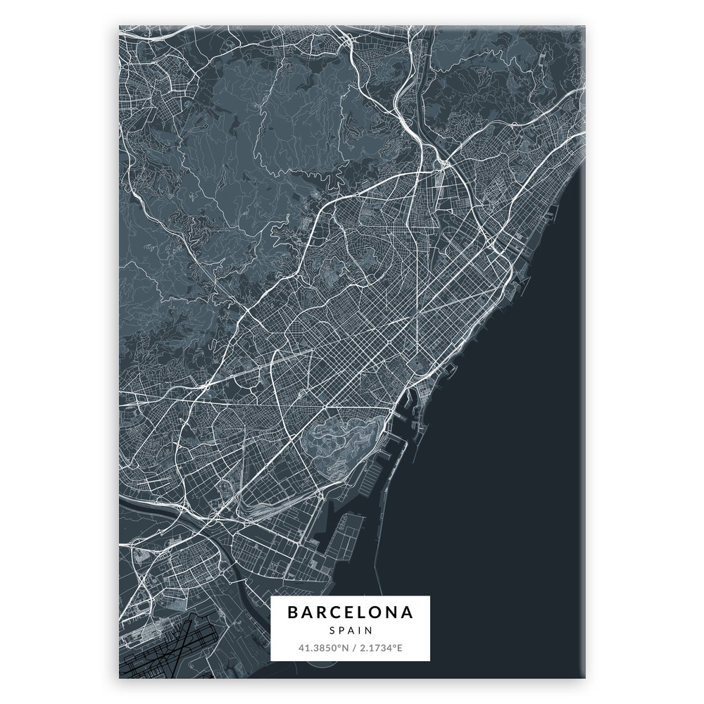 Plakat metalowy Mapa Navy Barcelona L